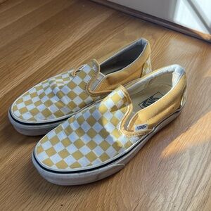 Vans Yellow Checkered Slip-On Shoes